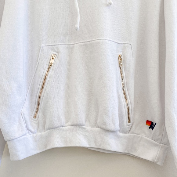 Aviator Nation Bolt Stitch Relaxed Pullover Hoodie White S - Picture 9 of 11